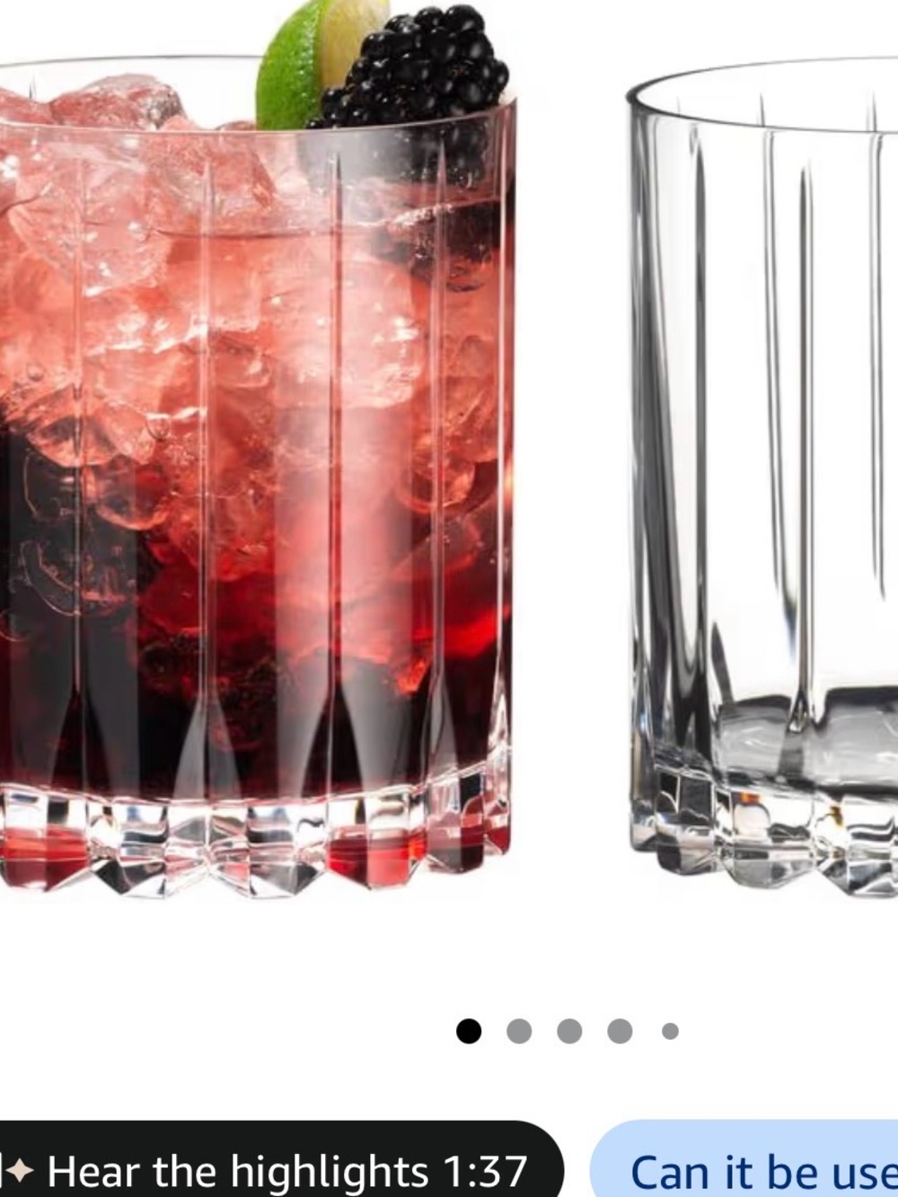Riedel Clear Vertical-Cut Double Rocks Glasses - Set of 4